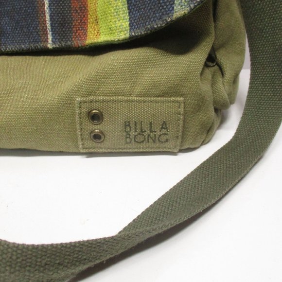 Vintage BILLABONG Khaki MESSENGER BAG Hand Bag Satchel Shoulder Strap - Picture 2 of 9